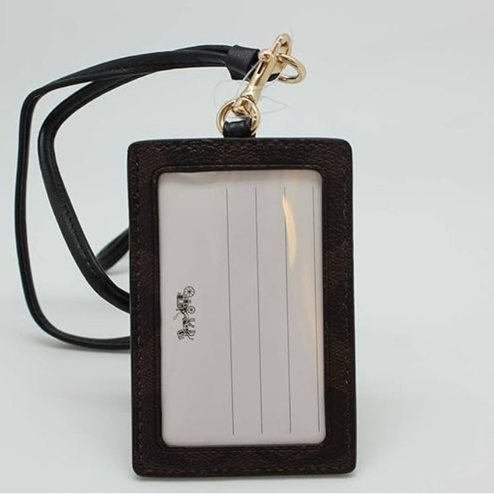 Coach Authentic Signature PVC Lanyard ID Badge Card Holder (Brown/Black) - Picture 2 of 11